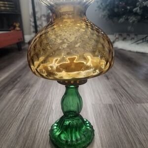 Vintage Empori Italian Amber and Green Glass Lamp